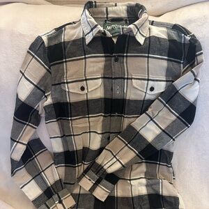 American Eagle Outfitters Black and Cream Plaid Shirt